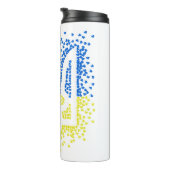Ukrainisches Emblem trident tryzub zerstreut Herze Thermosbecher (Nach rechts gedreht)
