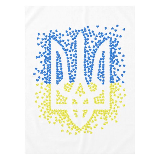 Ukrainisches Emblem trident tryzub zerstreut Herze Tischdecke (Vorderseite)