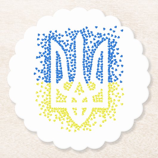 Ukrainisches Emblem trident tryzub zerstreut Herze Untersetzer (Vorderseite)