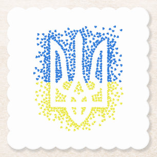 Ukrainisches Emblem trident tryzub zerstreut Herze Untersetzer