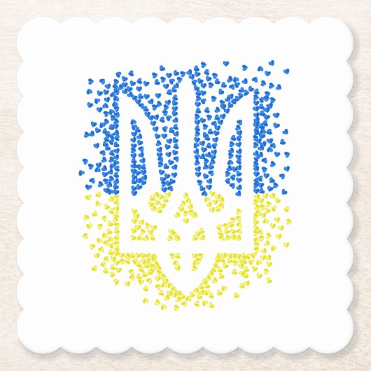 Ukrainisches Emblem trident tryzub zerstreut Herze Untersetzer (Vorderseite)