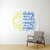 Ukrainisches Emblem trident tryzub zerstreut Herze Wandteppich (Beispiel (Horizontal))