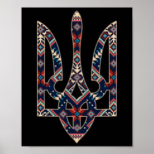 Ukrainisches Emblem Ukraine Symbol Stickerei Poster