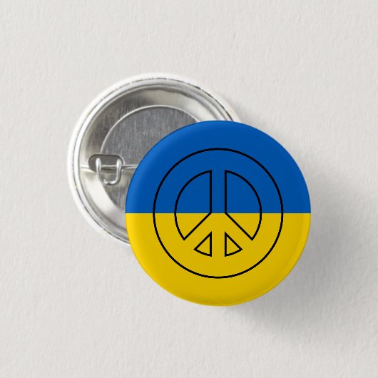 ukrainisches Flaggenfriedenszeichen Button (Vorne & Hinten)
