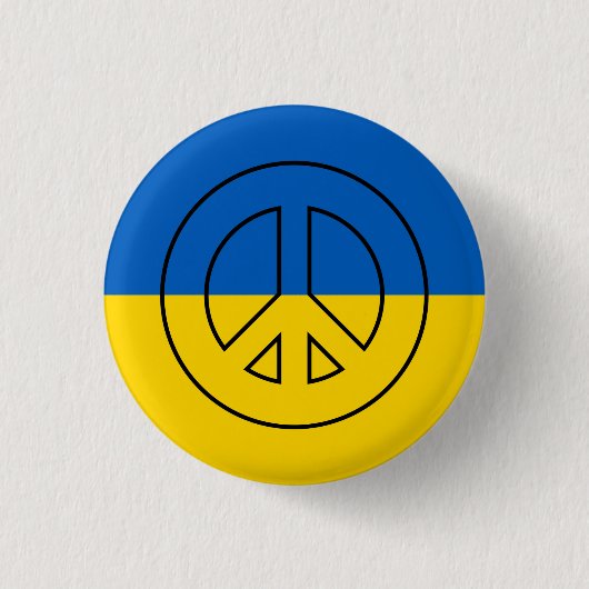ukrainisches Flaggenfriedenszeichen Button (Vorderseite)
