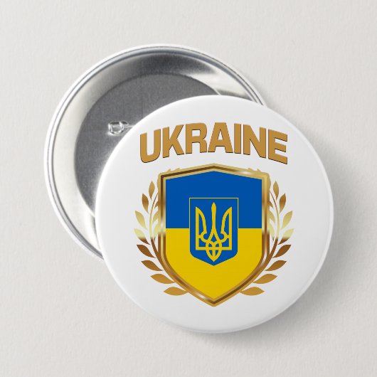 ukrainisches Flaggenschild und Emblem Button (Vorne & Hinten)