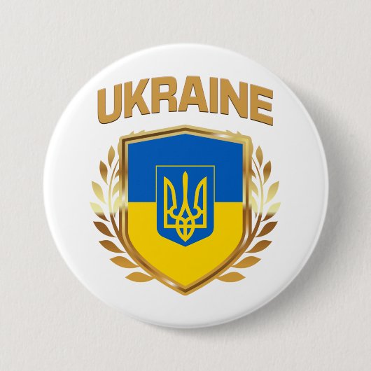 ukrainisches Flaggenschild und Emblem Button (Vorderseite)