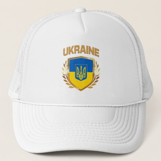 ukrainisches Flaggenschild und Emblem Truckerkappe (Vorderseite)
