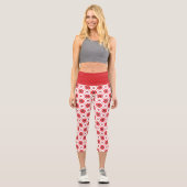 Ukrainisches Folk Geometric Muster Red Schwarz-wei Capri Leggings (Vorderseite)