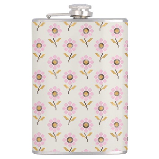 Ukrainisches Folklorekreuz Muster Flachmann (Vorderseite)