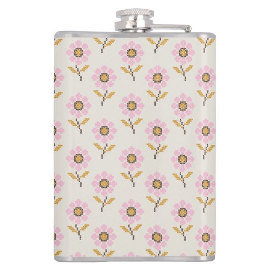 Ukrainisches Folklorekreuz Muster Flachmann (Rückseite)