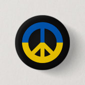 Ukrainisches Friedenszeichen auf schwarzem Hinterg Button (Vorderseite)