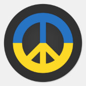 Ukrainisches Friedenszeichen auf schwarzem Hinterg Runder Aufkleber (Vorderseite)
