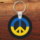 Ukrainisches Friedenszeichen auf schwarzem Hinterg Schlüsselanhänger (Vorderseite)
