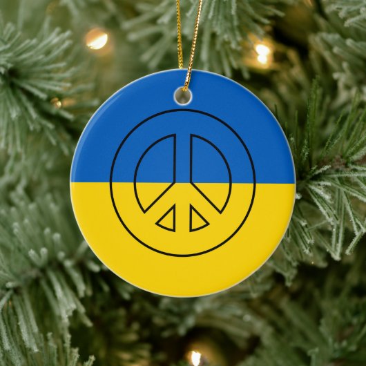 ukrainisches Friedenszeichen Keramik Ornament (Baum)