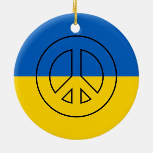 ukrainisches Friedenszeichen Keramik Ornament (Hinten)