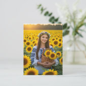 Ukrainisches Hübsches Mädchen Sonnenblumen Postkar Postkarte (Stehend Vorderseite)
