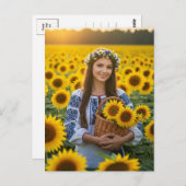 Ukrainisches Hübsches Mädchen Sonnenblumen Postkar Postkarte (Vorne/Hinten)