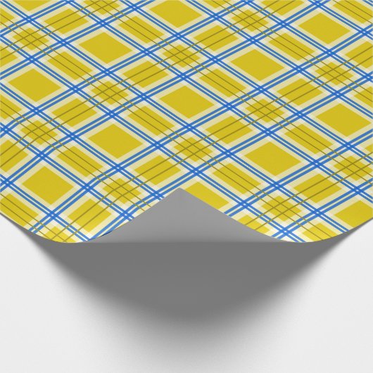 Ukrainisches Kariert-Blau-Gelb-Geschenk Geschenkpapier (Ecke)