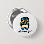 Ukrainisches Mädchen in Blau und Gelb, den Farben Button (Vorne & Hinten)