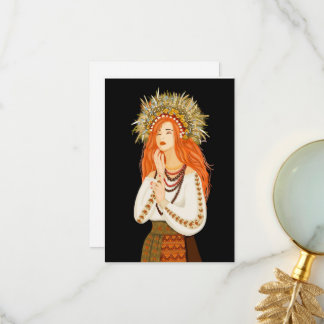 Ukrainisches Mädchen in einem Kranz. Ukraine. Die  Dankeskarte