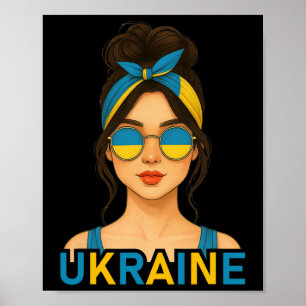 Ukrainisches Mädchen Ukraine-Flagge Ukrainische Fr Poster