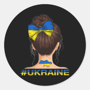 Ukrainisches Mädchen - Ukraine-Flagge Ungesteckter Runder Aufkleber