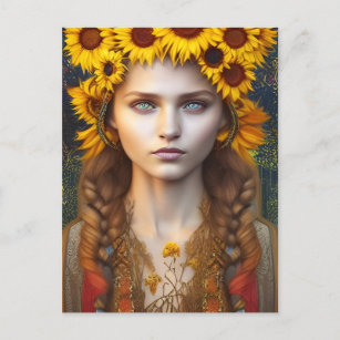 Ukrainisches Mädchen von Amulets & Sonnenblumen Di Postkarte