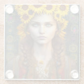 Ukrainisches Mädchen von Amulets & Sonnenblumen Glasuntersetzer (Rückseite)