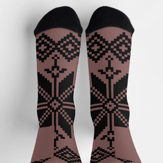 Ukrainisches Muster braun und schwarz Socken (Oben)
