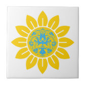 Ukrainisches Muster in Sonnenblumen Fliese (Vorderseite)