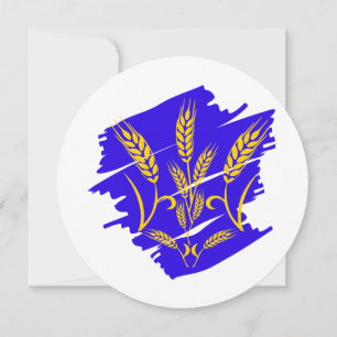 Ukrainisches Nationalsymbol tryzub aus Weizenohr Feiertagskarte