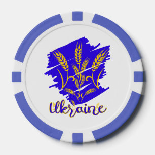 Ukrainisches Nationalsymbol tryzub aus Weizenohr Pokerchips
