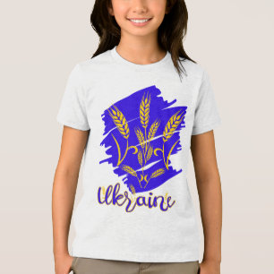 Ukrainisches Nationalsymbol tryzub aus Weizenohr Tri-Blend Shirt
