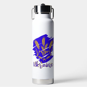Ukrainisches Nationalsymbol tryzub aus Weizenohr Trinkflasche