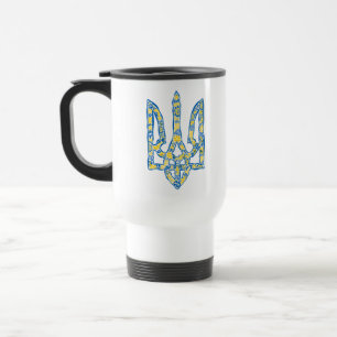 Ukrainisches Nationalwappen Dreizack Tryzub ethnis Reisebecher