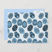 Ukrainisches Ostereier-Blaumuster Feiertagspostkarte (Vorne/Hinten)