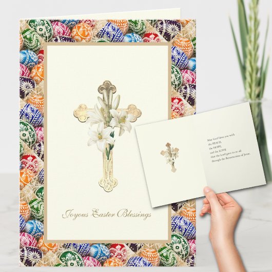 Ukrainisches Ostereier Kreuz mit Lily Pascha Karte