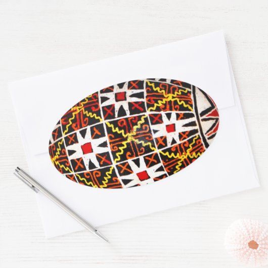 Ukrainisches Ostereier Ovaler Aufkleber (Umschlag)