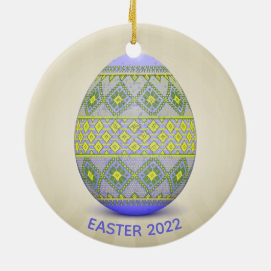 Ukrainisches Ostereier (Pysanka) Design Keramik Or Ornament (Hinten)