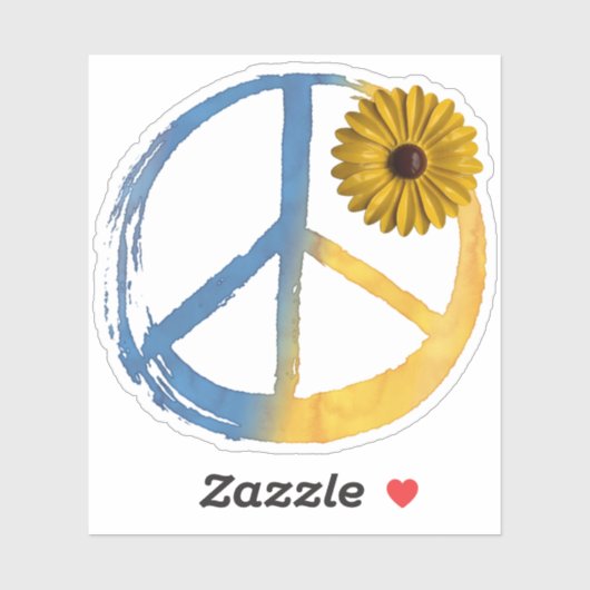 Ukrainisches PEACE Symbol Zeichen Sonnenblume Ukra Aufkleber (Blatt)