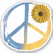 Ukrainisches PEACE Symbol Zeichen Sonnenblume Ukra Aufkleber (Vorderseite)