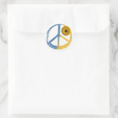 Ukrainisches PEACE Symbol Zeichen Sonnenblume Ukra Runder Aufkleber (Tasche)