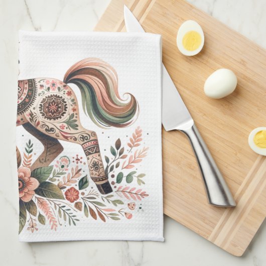 Ukrainisches Pferd Geschirrtuch (Viertel Falte)