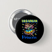 Ukrainisches Prinzessin Dab Mädchen Flagge Kleid E Button (Vorne & Hinten)