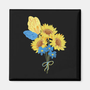 Ukrainisches Sonnenblumen-T-Shirt Blau Gelbes Schm Magnet