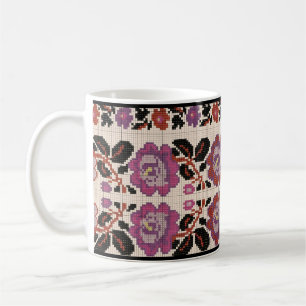 Ukrainisches traditionelles Vushuvanka-Volkskunstm Kaffeetasse