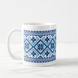 Ukrainisches traditionelles Vushuvanka-Volksmuster Kaffeetasse