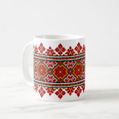 Ukrainisches traditionelles Vushuvanka Volksmuster Kaffeetasse (Vorderseite Links)