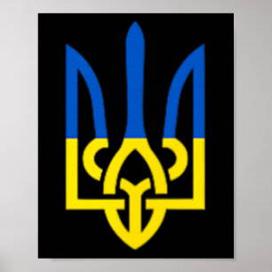 Ukrainisches Trident-Symbol - Ukraine-Flagge Unter Poster